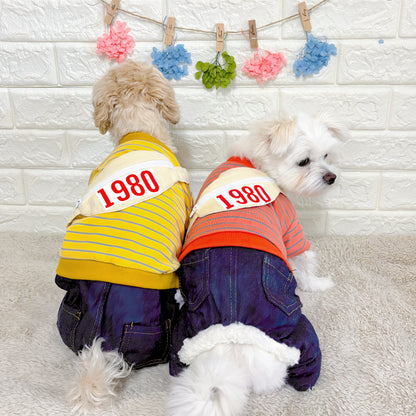 秋冬向けの犬用洋服、ふわふわで暖かいウエストポーチ付きドッグウェア。防寒・汚れ防止・抜け毛対策◎。前ボタン仕様で着脱簡単、小型犬にも快適なおしゃれなデザイン。