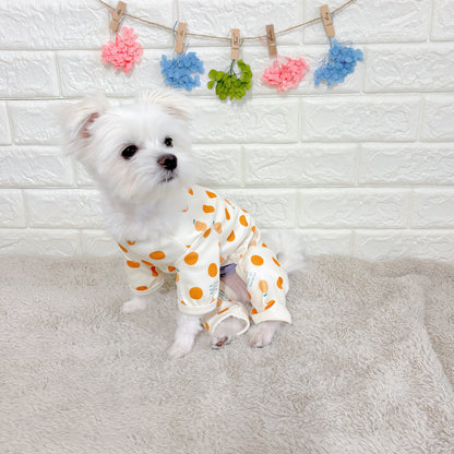 春夏向けの犬用洋服、おしゃれで可愛いフルーツ柄ドッグウェア。防蚊機能＆虫よけ対策◎。汚れ防止＆抜け毛対策に最適。伸縮性があり快適な着心地で、小型犬の部屋着やお散歩にもぴったり。