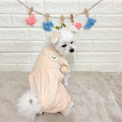 術後ケアに最適な犬用洋服、おしゃれで可愛いくまモチーフ術後服ドッグウェア。お腹をしっかりカバーし傷口を保護。防寒・汚れ防止・抜け毛対策も◎。小型犬にもおすすめの快適デザイン。