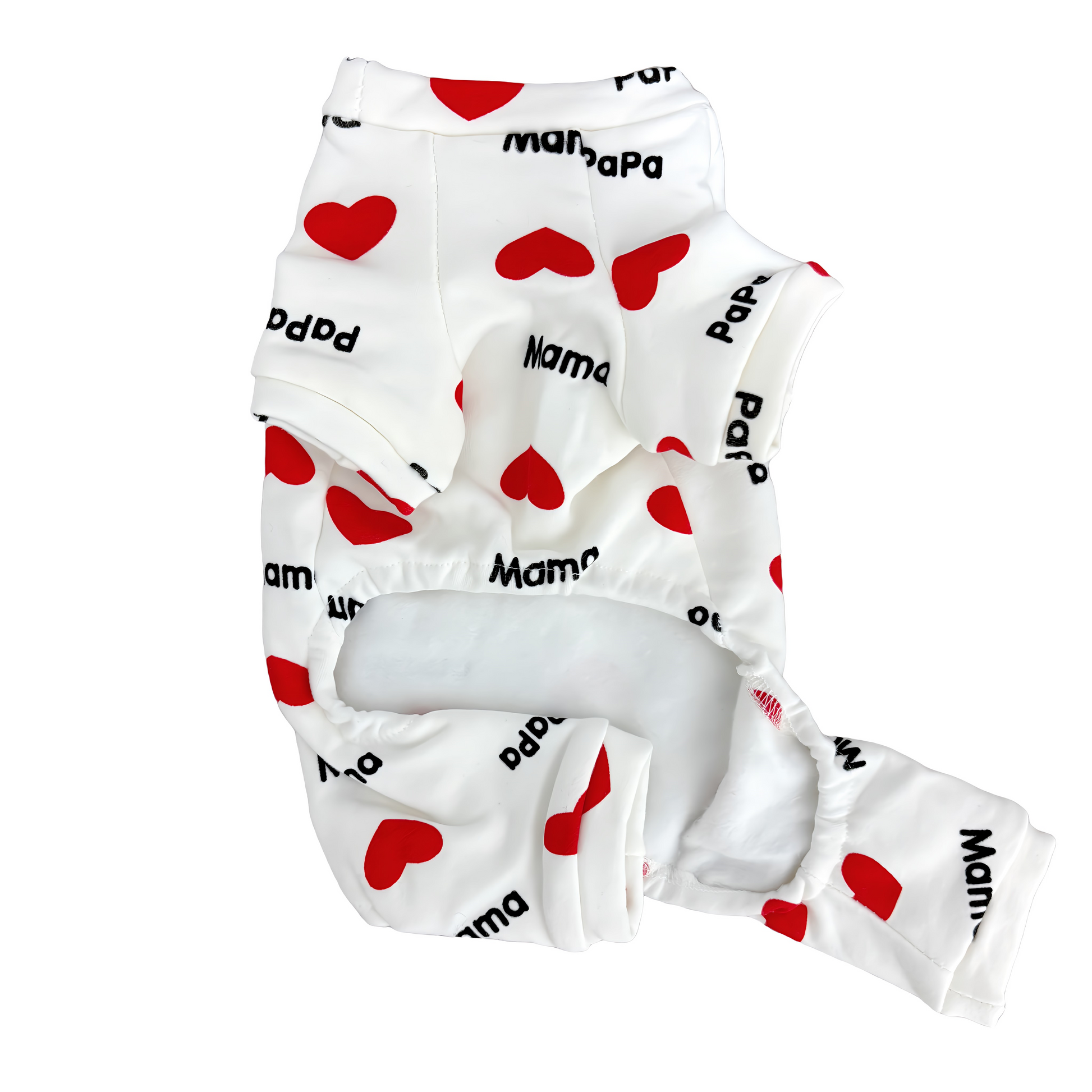 春・夏・秋向けの犬用洋服、おしゃれで可愛い赤いハート柄ドッグウェア。紫外線対策・汚れ防止・抜け毛対策◎。伸縮性があり着脱簡単。小型犬にも快適な着心地で部屋着やお出かけにも最適。