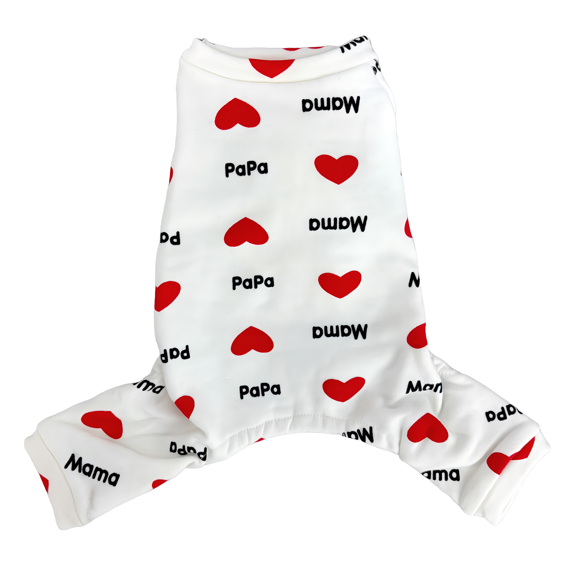 春・夏・秋向けの犬用洋服、おしゃれで可愛い赤いハート柄ドッグウェア。紫外線対策・汚れ防止・抜け毛対策◎。伸縮性があり着脱簡単。小型犬にも快適な着心地で部屋着やお出かけにも最適。