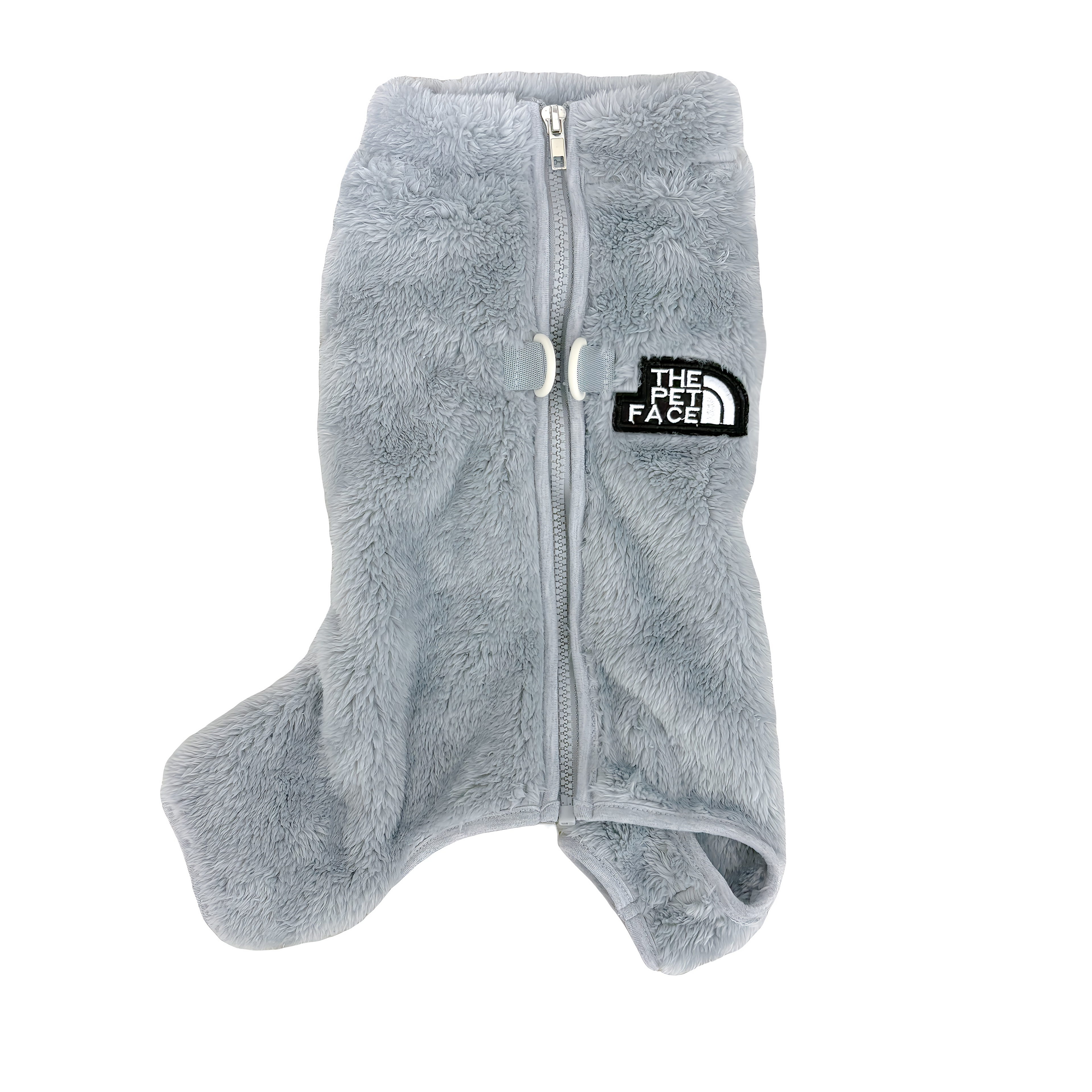 冬向けの犬用洋服、もこもこフリース素材の暖かいドッグウェア。小型犬にも最適な防寒ロンパース。背中チャックで着脱簡単、おしゃれで可愛いデザイン。