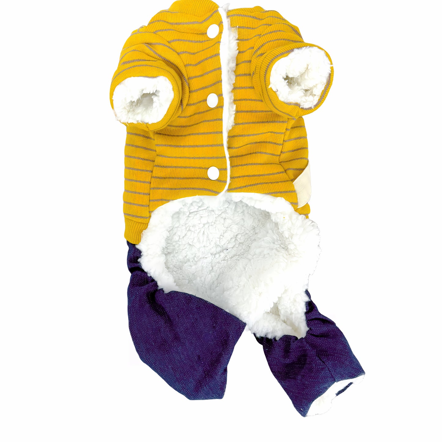 秋冬向けの犬用洋服、ふわふわで暖かいウエストポーチ付きドッグウェア。防寒・汚れ防止・抜け毛対策◎。前ボタン仕様で着脱簡単、小型犬にも快適なおしゃれなデザイン。
