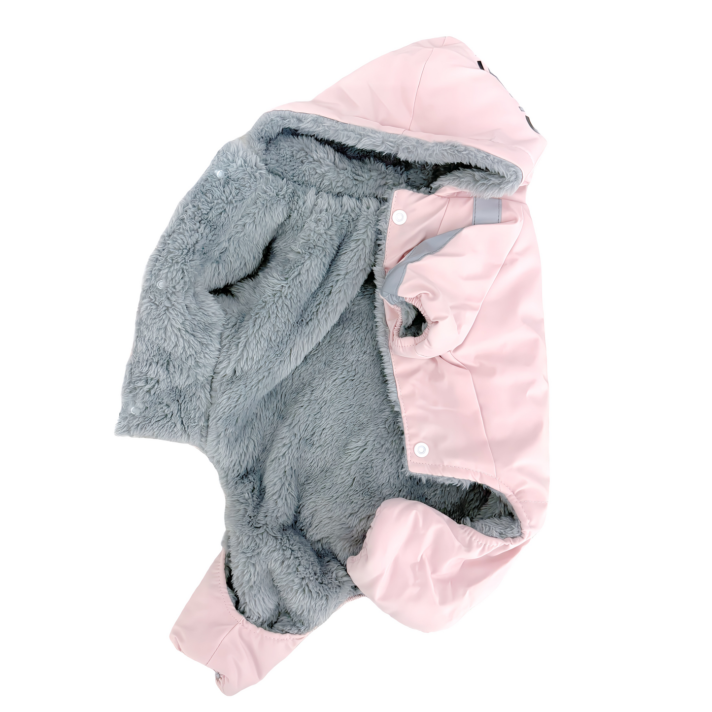 冬向けの犬用洋服、暖かいダウンジャケット風ドッグウェア。もこもこ裏地で防寒対策◎。汚れ防止＆抜け毛対策に最適。反射テープ付きで夜間のお散歩も安心な小型犬向けデザイン。