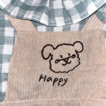 春・夏・秋向けの犬用洋服、おしゃれで可愛いチェック柄ドッグウェア。防蚊・紫外線対策◎。汚れ防止＆抜け毛対策に最適。前ボタン仕様で着脱簡単、小型犬にも快適なリラックスウェア。