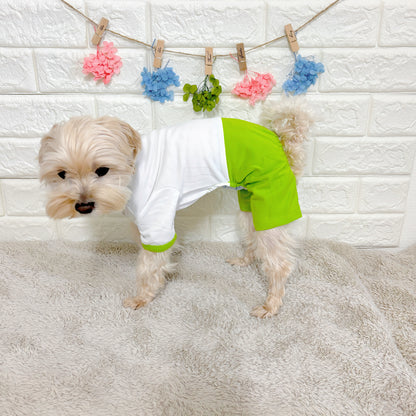 春夏向けの犬用洋服、おしゃれで可愛いアボカド柄ドッグウェア。紫外線・防蚊・汚れ防止◎。抜け毛対策にも最適。柔らか素材で動きやすく、小型犬の部屋着やお散歩にもぴったり。