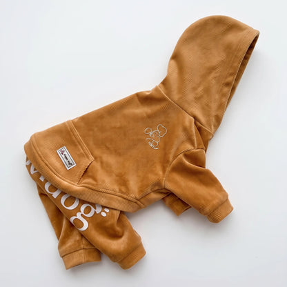 お洒落なコーデュロイ風あったか生地Hoodie Cord Matching cloth Romper
