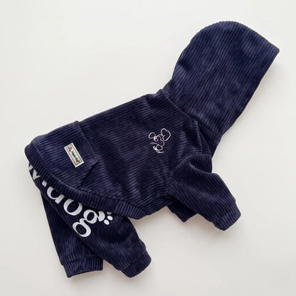 お洒落なコーデュロイ風あったか生地Hoodie Cord Matching cloth Romper