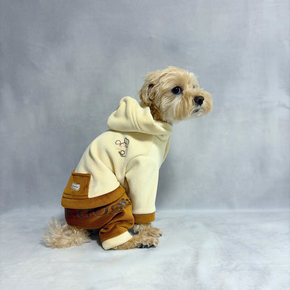 お洒落なコーデュロイ風あったか生地Hoodie Cord Matching cloth Romper