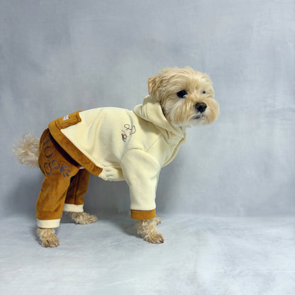 お洒落なコーデュロイ風あったか生地Hoodie Cord Matching cloth Romper
