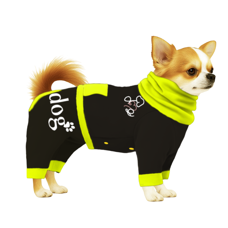 【ハイネックタイプ】スウェット生地-ブラック×イエロー