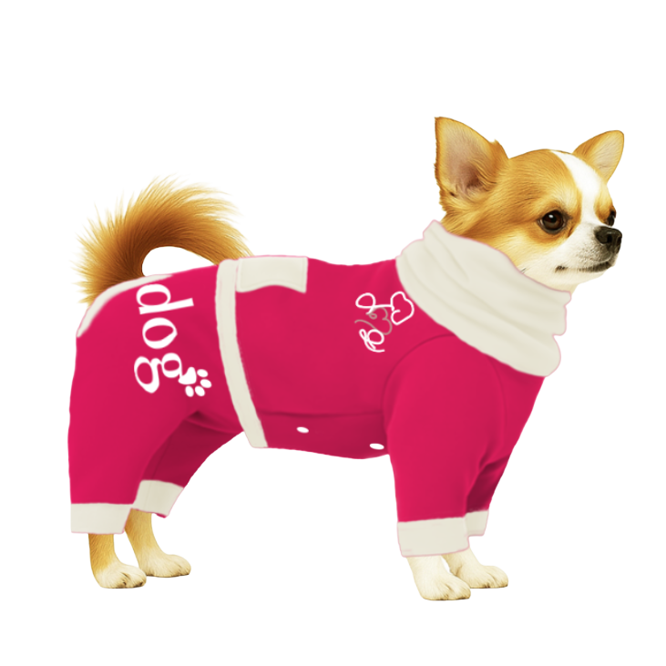 【ハイネックタイプ】スウェット生地-ショッキングピンク×オフホワイト