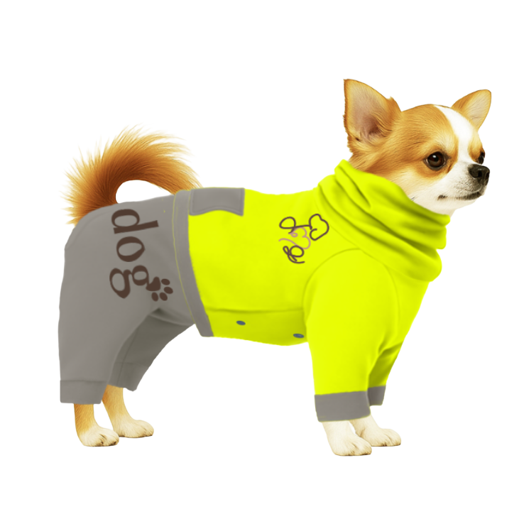 【ハイネックタイプ】スウェット生地-グレー×イエロー