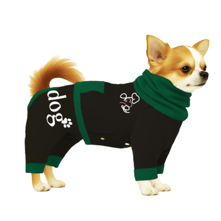 【ハイネックタイプ】スウェット生地-ブラック×グリーン