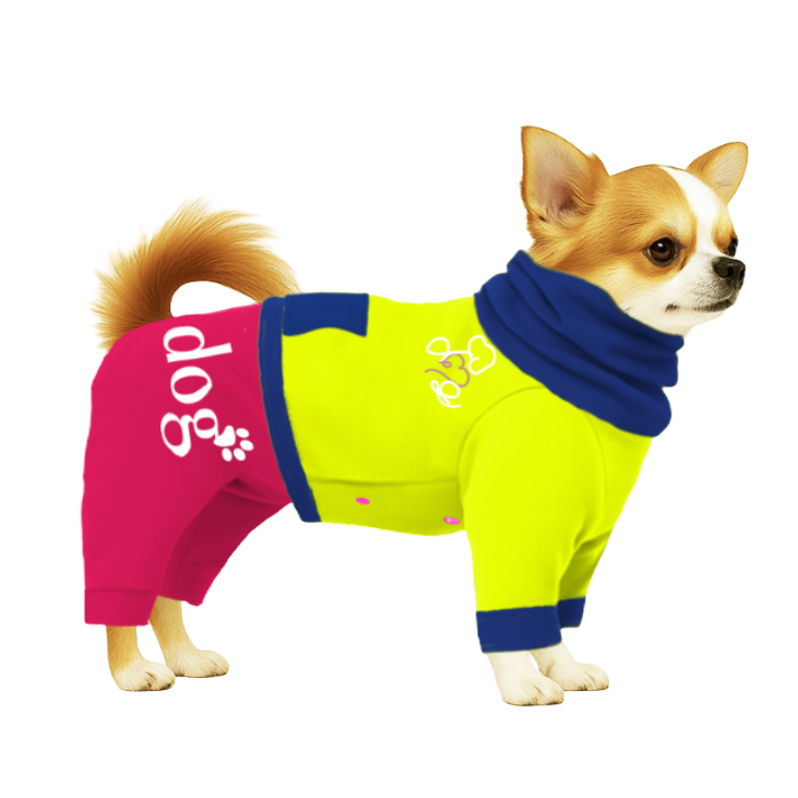 【ハイネックタイプ】スウェット生地-イエロー×ショッキングピンク×ブルー