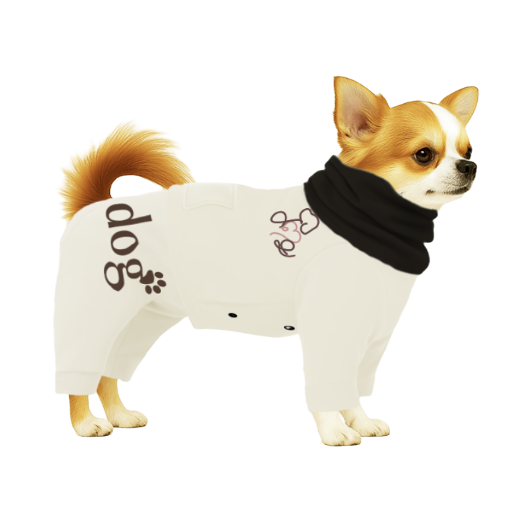 【ハイネックタイプ】スウェット生地-オフホワイト×ブラック