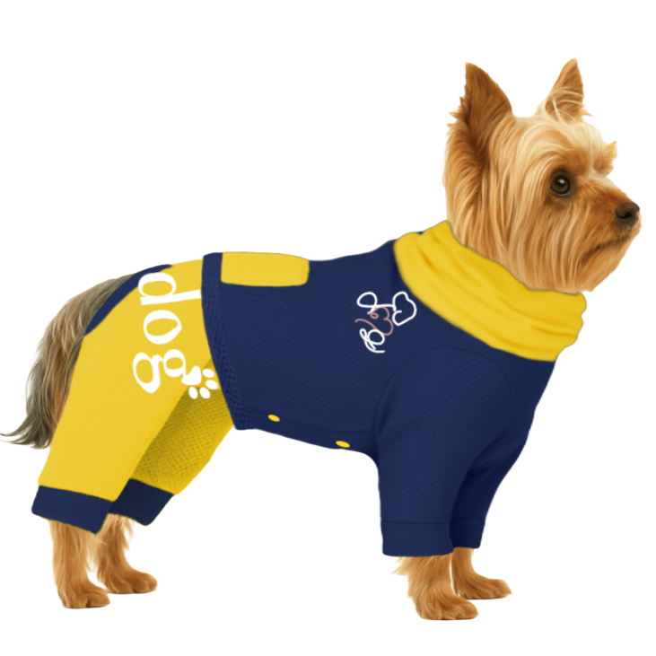 【ハイネックタイプ】メッシュ生地(吸水速乾・遮熱・UV)-ブルー×イエロー