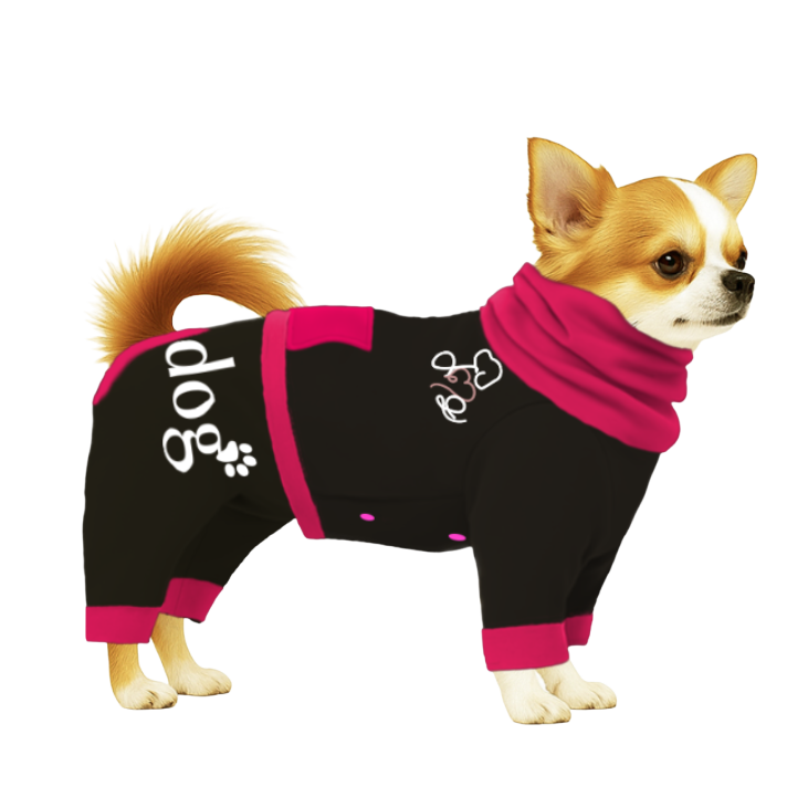 【ハイネックタイプ】スウェット生地-ブラック×ショッキングピンク