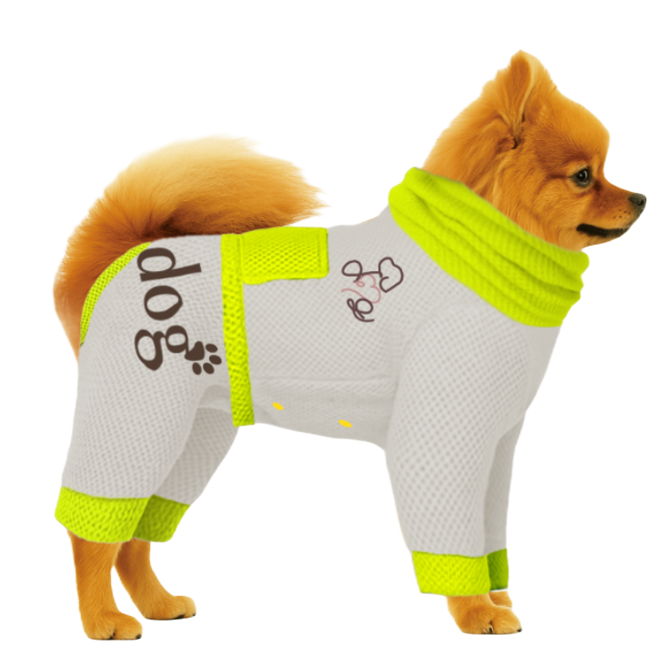 【ハイネックタイプ】メッシュ生地-ライトグレー×蛍光イエロー