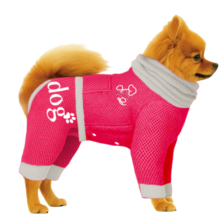 【ハイネックタイプ】メッシュ生地-蛍光ピンク×ライトグレー