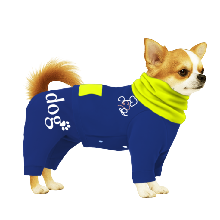 【ハイネックタイプ】スウェット生地-ブルー×イエロー