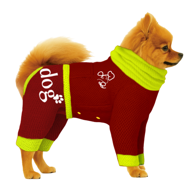 【ハイネックタイプ】メッシュ生地-レッド×蛍光イエロー