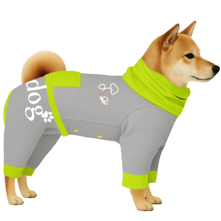 【ハイネックタイプ】遮熱生地-グレー×蛍光イエロー