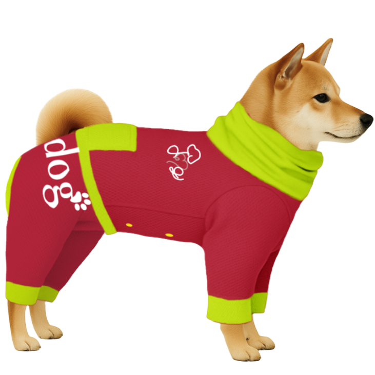 【ハイネックタイプ】遮熱生地-レッド×蛍光イエロー