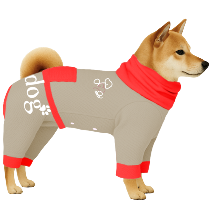 【ハイネックタイプ】遮熱生地-ベージュ×蛍光オレンジ