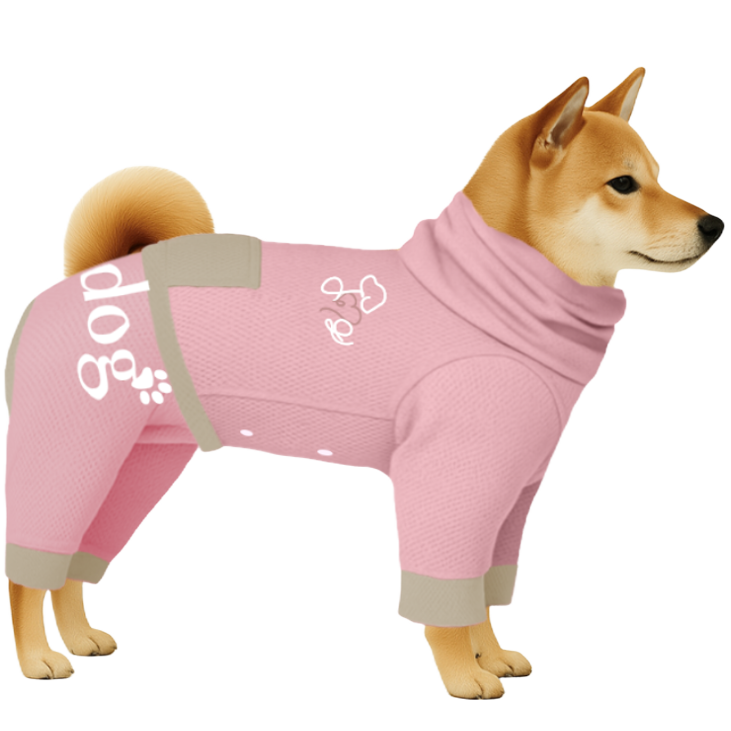 【ハイネックタイプ】遮熱生地-パステルピンク×ベージュ