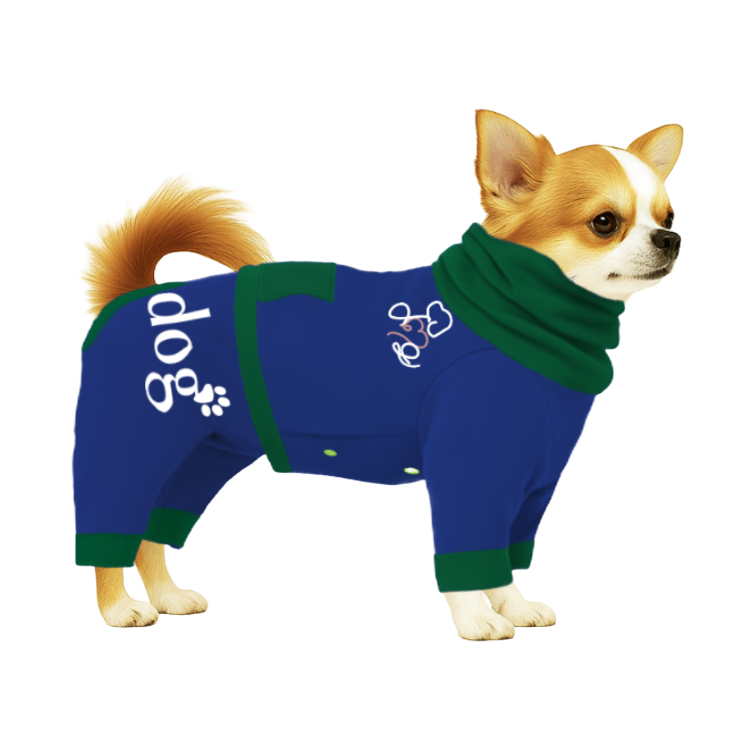 【ハイネックタイプ】スウェット生地-ブルー×グリーン