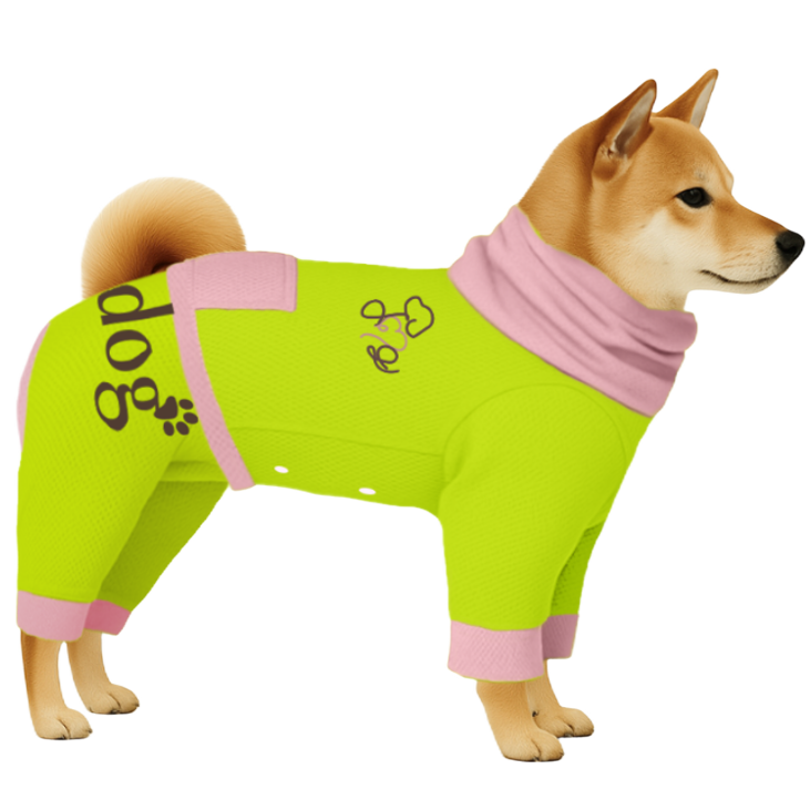 【ハイネックタイプ】遮熱生地-蛍光イエロー×パステルピンク