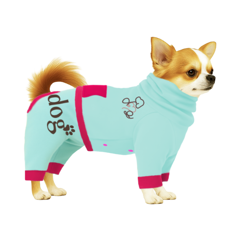 【ハイネックタイプ】スウェット生地-ライトブルー×ショッキングピンク