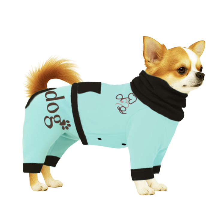 【ハイネックタイプ】スウェット生地-ライトブルー×ブラック