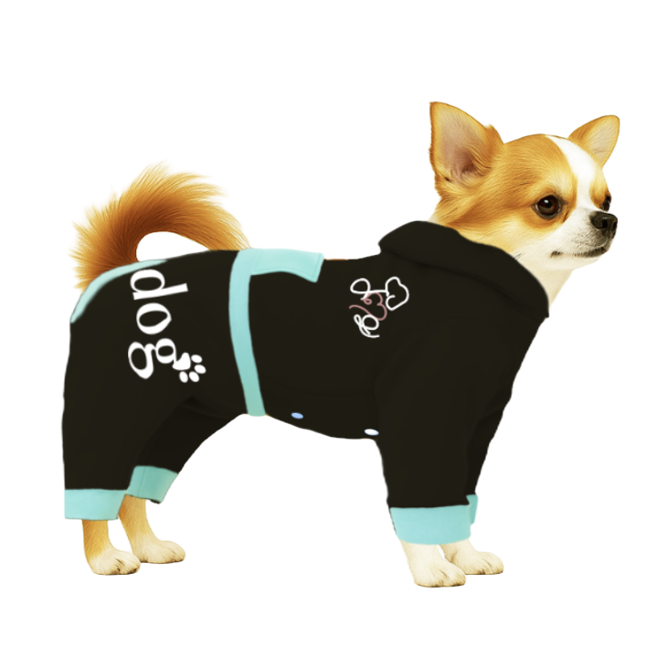 【フードタイプ】スウェット生地-ブラック×ライトブルー