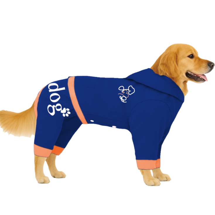 【フードタイプ】　防汚生地-ブルー×ライトオレンジ