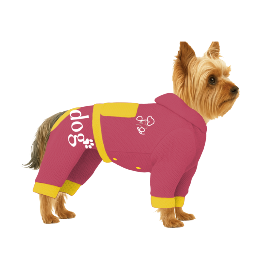 【フードタイプ】メッシュ生地(吸水速乾・遮熱・UV)-ピンク×イエロー