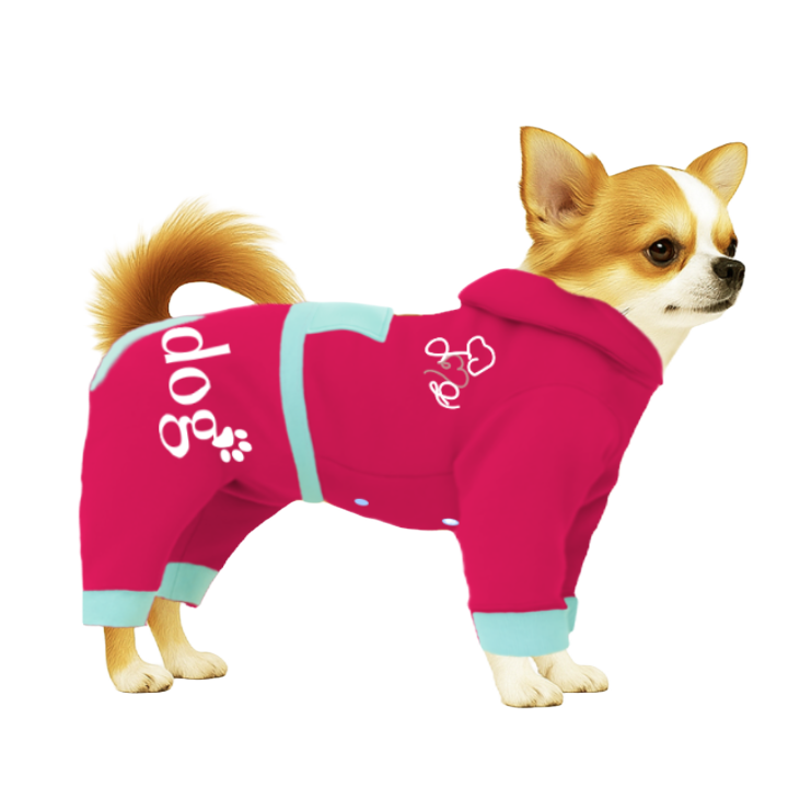 【フードタイプ】スウェット生地-ショッキングピンク×ライトブルー