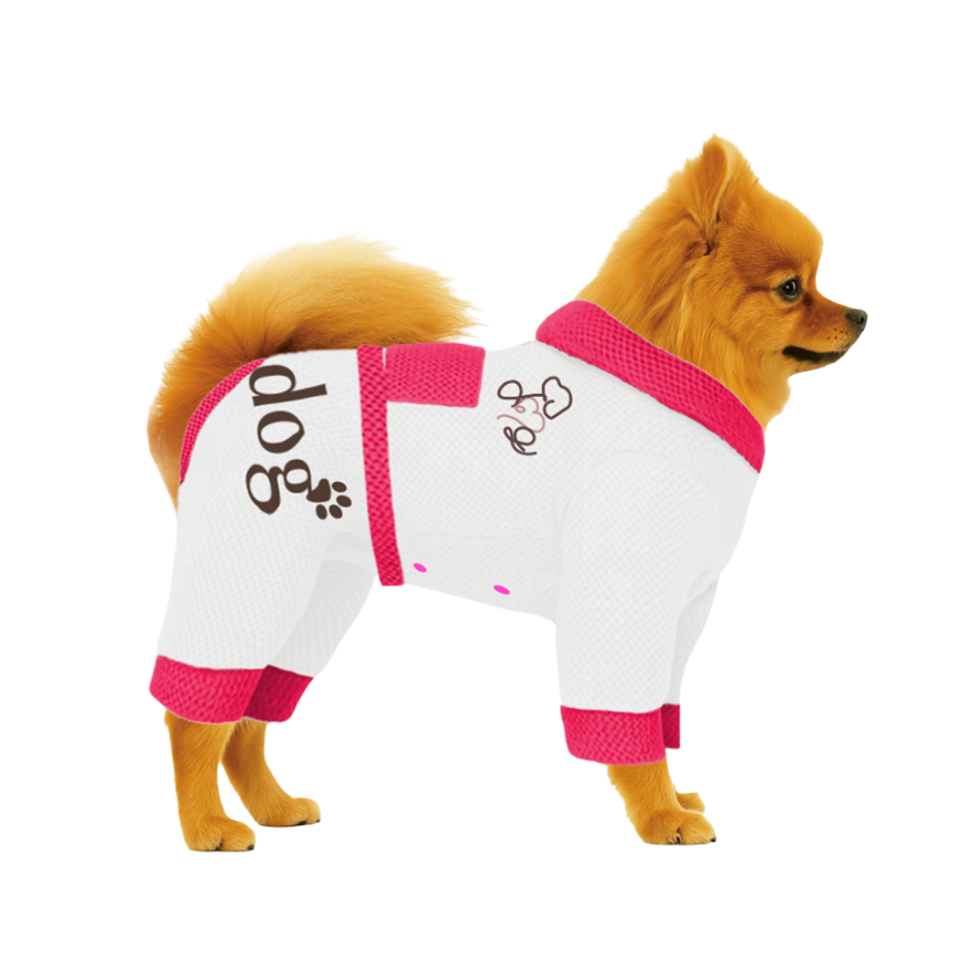 【フードタイプ】メッシュ生地-ホワイト×蛍光ピンク