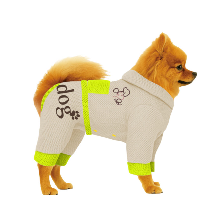 【フードタイプ】メッシュ生地-ベージュ×蛍光イエロー