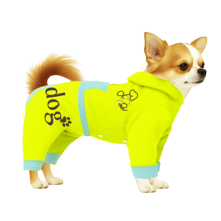 【フードタイプ】スウェット生地-イエロー×ライトブルー