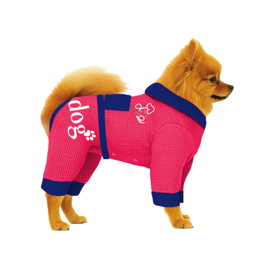 【フードタイプ】メッシュ生地-蛍光ピンク×ブルー