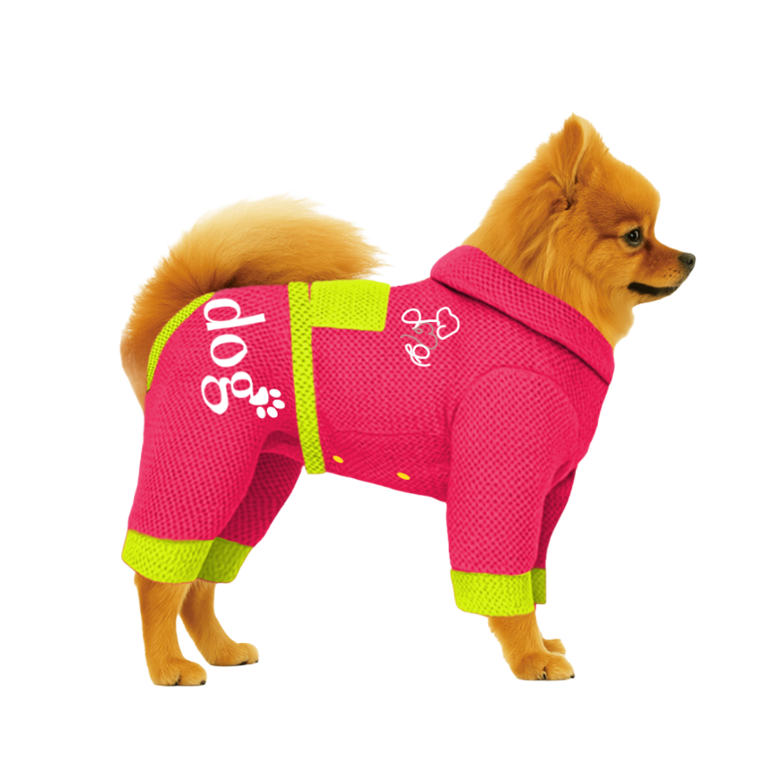 【フードタイプ】メッシュ生地-蛍光ピンク×蛍光イエロー