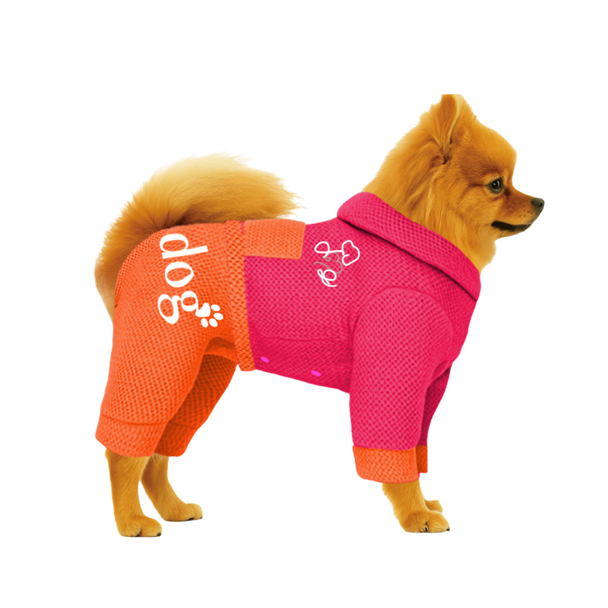 【フードタイプ】メッシュ生地-蛍光ピンク×蛍光オレンジ