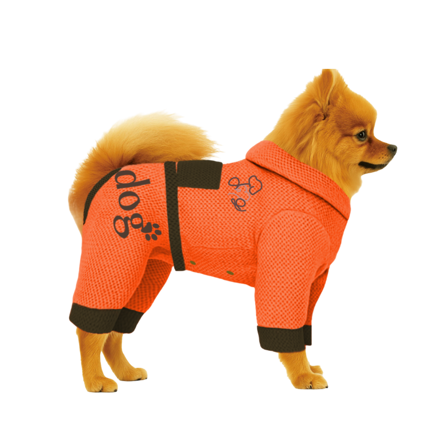 【フードタイプ】メッシュ生地-蛍光オレンジ×カーキ