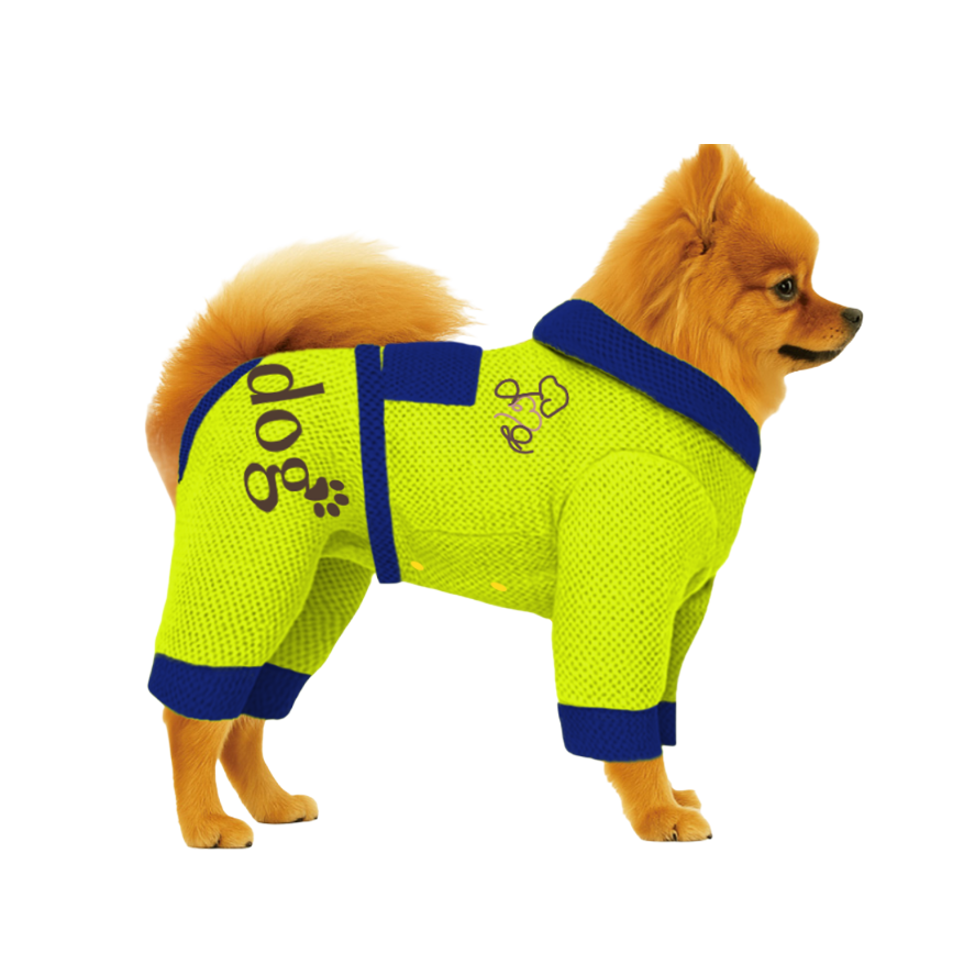 【フードタイプ】メッシュ生地-蛍光イエロー×ブルー