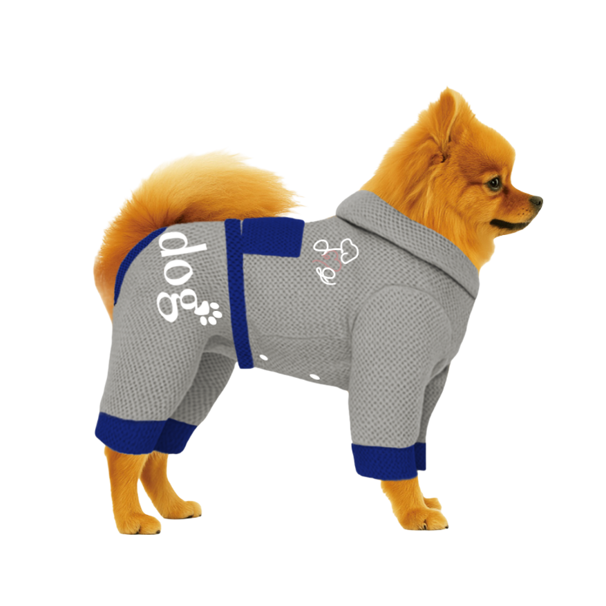 【フードタイプ】メッシュ生地　グレー×ブルー