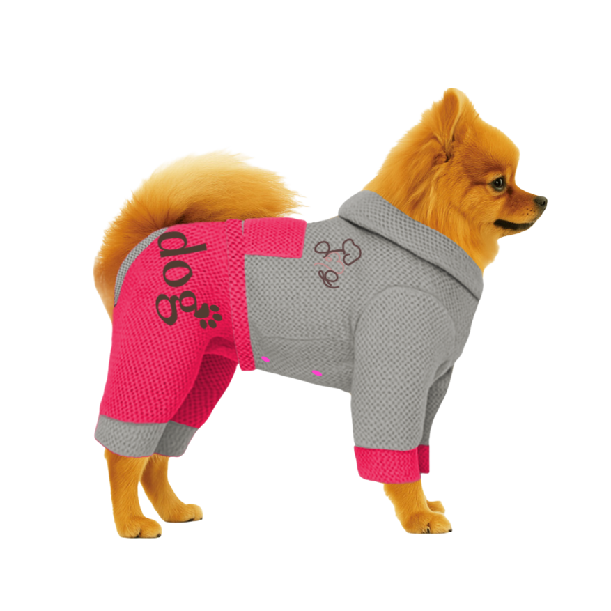 【フードタイプ】メッシュ生地-グレー×蛍光ピンク