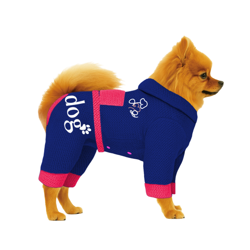 【フードタイプ】メッシュ生地-ブルー×蛍光ピンク