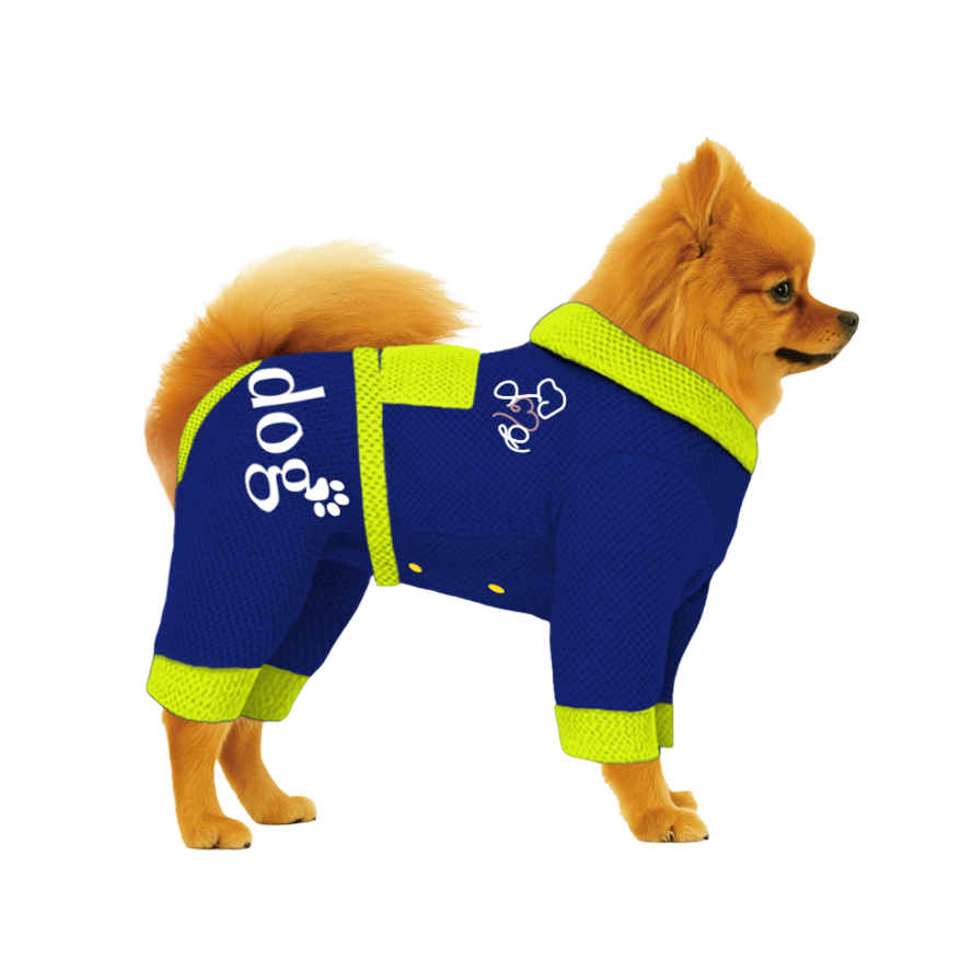 【フードタイプ】メッシュ生地-ブルー×蛍光イエロー